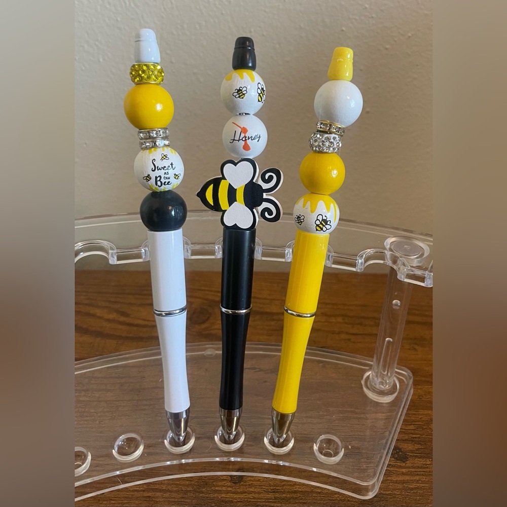 Hand beaded pens. Bee themed. Various Styles.